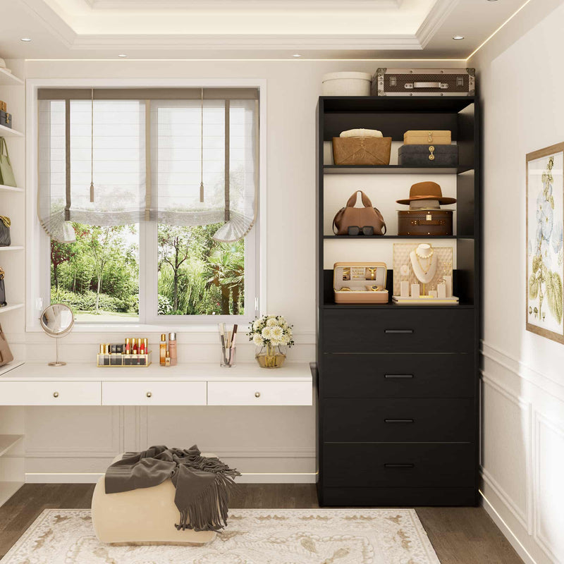104'' Wide U-Shaped Closet Organizer System with 8 Drawers and 4 Hanging Rods