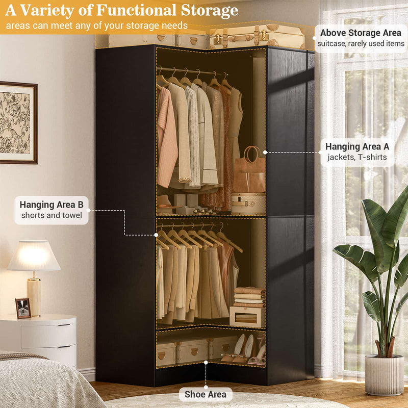 104'' Wide U-Shaped Closet Organizer System with 8 Drawers and 4 Hanging Rods