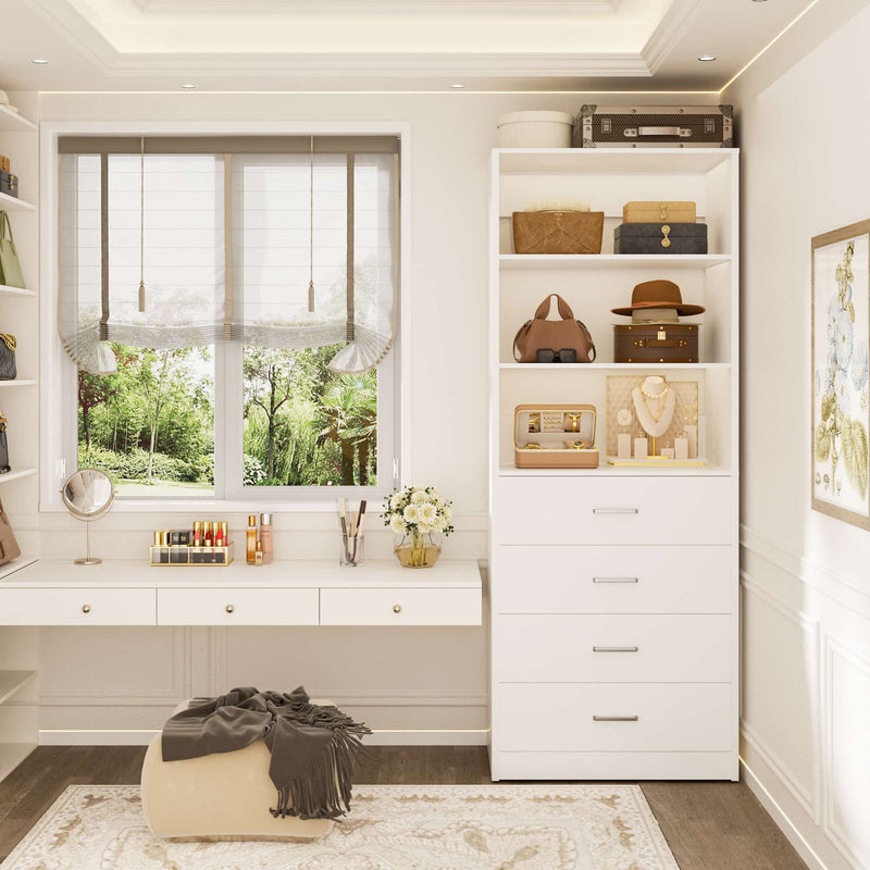 104'' Wide U-Shaped Closet Organizer System with 8 Drawers and 4 Hanging Rods