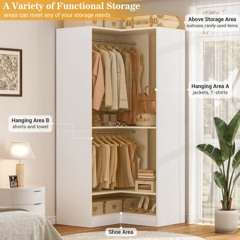104'' Wide U-Shaped Closet Organizer System with 8 Drawers and 4 Hanging Rods