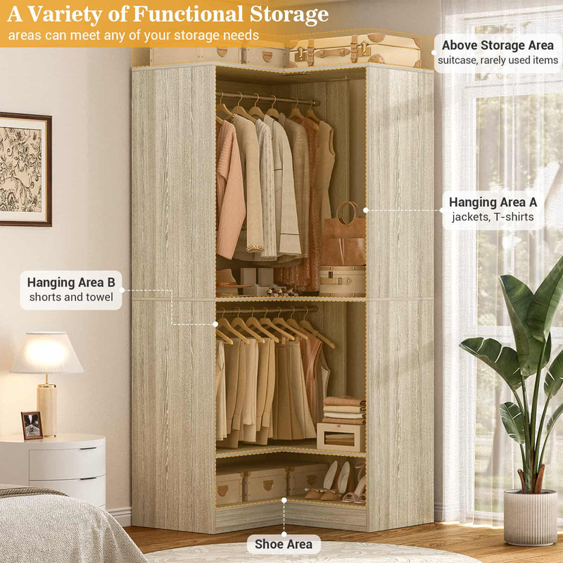 104'' Wide U-Shaped Closet Organizer System with 8 Drawers and 4 Hanging Rods